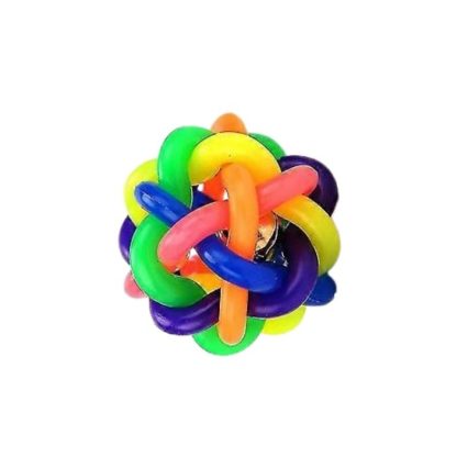 Pet Smart Toy - 10cm Multi-Colored Braided Rubber Bell Ball